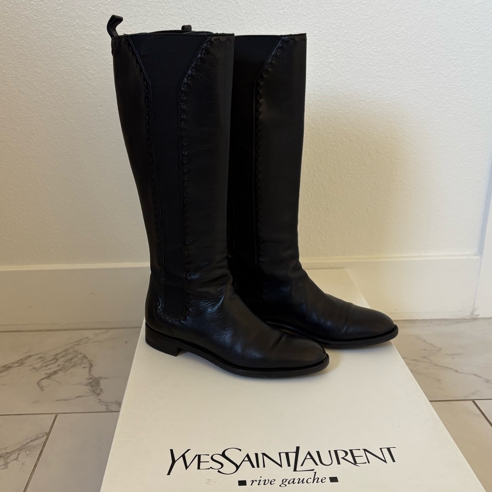 Yves Saint Laurent Black Over the Knee Boots